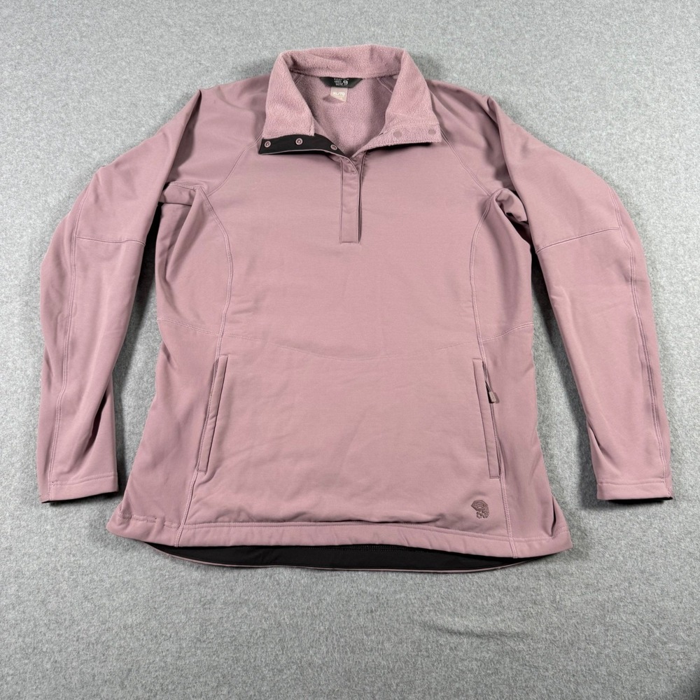 Mountain Hardwear Womens XL Mauve Tech Fleece Snap Neck Pullover Hiking Gorpcore